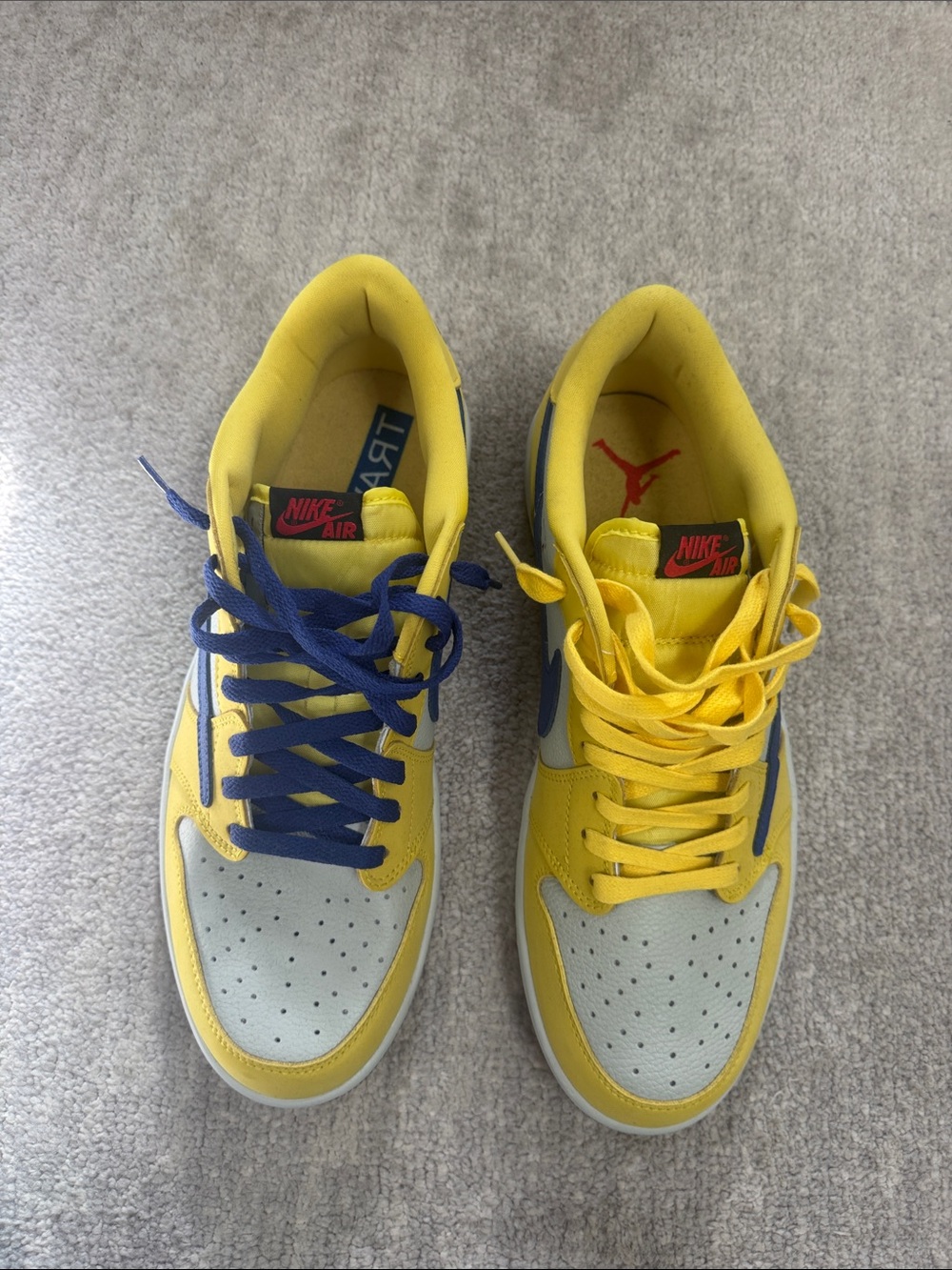 Travis Scott cactus jack Nike Men's Yellow and Blue Low-Top Sneakers